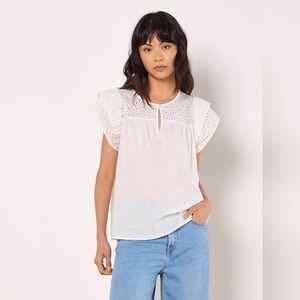 Cotton Top With Lace Yoke